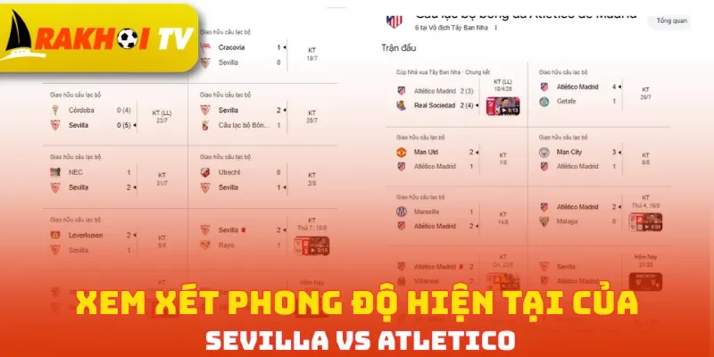 Xem xét phong độ hiện tại của Sevilla vs Atletico